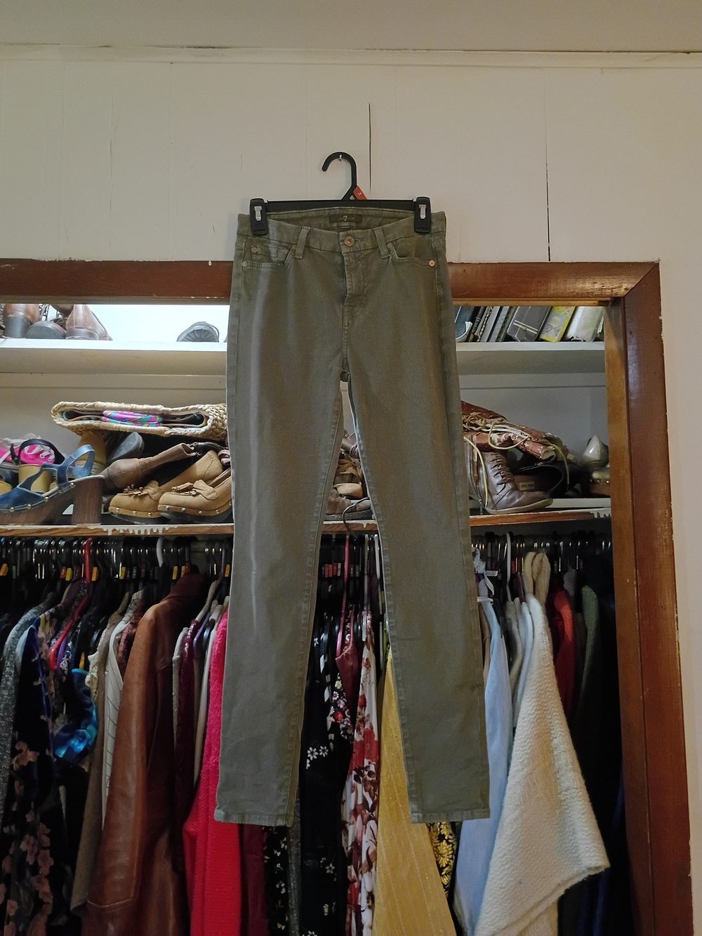 7 For All Mankind Olive Green Skinny Jeans